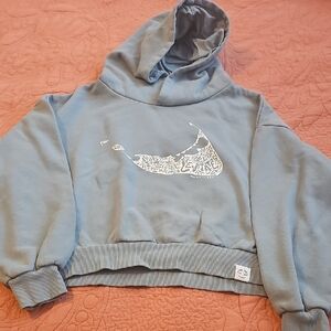 Nike Light Blue Cropped Hoodie with White Swoosh